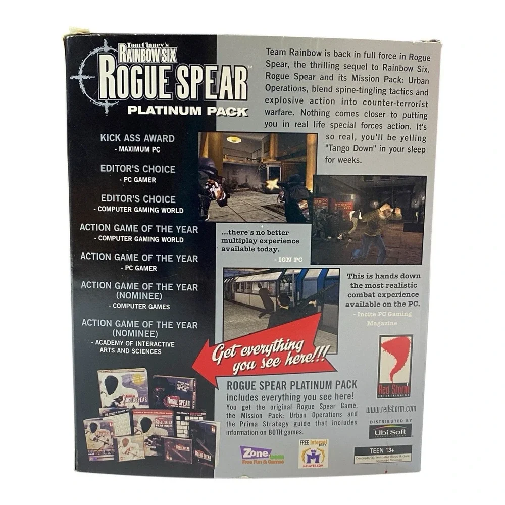 Tom Clancy Rainbow Six Rogue Spear Platinum Pack PC Big Box 1999 Red Storm Games